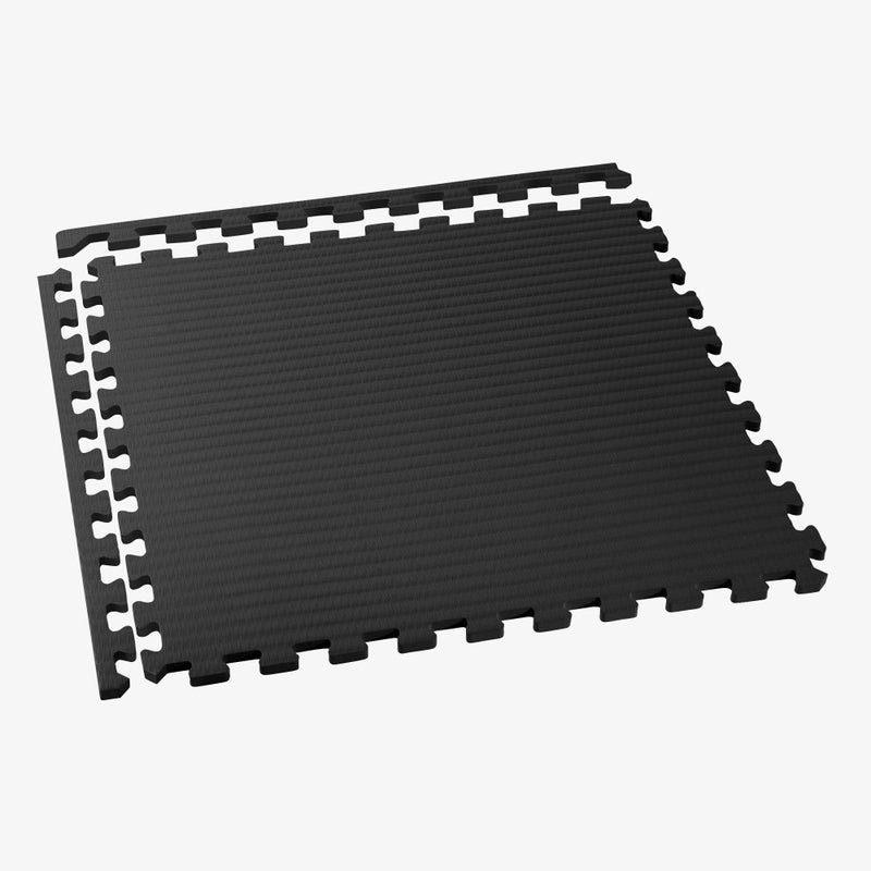 We Sell Mats نبيع حصائر بسماكة 1 بوصة حصائر تمارين فنون القتال من رغوة EVA، نمط تاتامي، بلاط أرضيات متشابك لصالة الألعاب الرياضية المنزلية، MMA، حصائر مضادة للإرهاق، 24 بوصة × 24 بوصة، أسود (TL-25M)، 24 قدم مربع (6 بلاطات) - Image 4